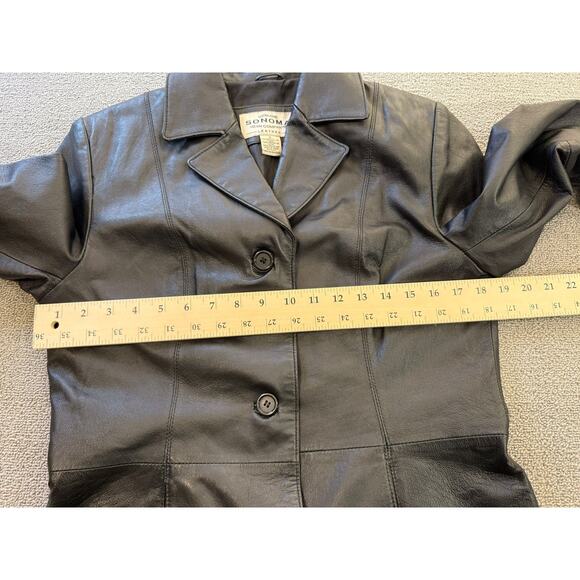 Sonoma Jean Company Small Women's Black Leather Jacket Zipper Closure - Picture 5 of 16